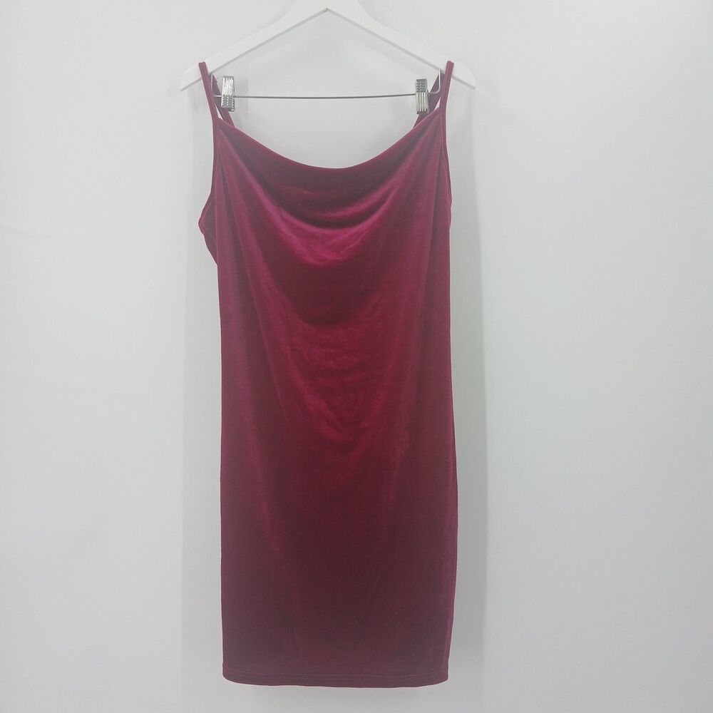 Shein Mini Dress Womens XL Magenta Velour Cowl Neck Clubwear Party Aesthetic